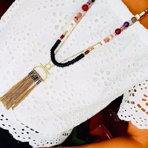 Stella & Dot ~ Genevieve beaded tassel necklace ~ versatile - Picture 2 of 15